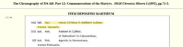 Image of part 12 showing the words "Ian Natus Christus in Betleem Iudeae mense Ianuario"