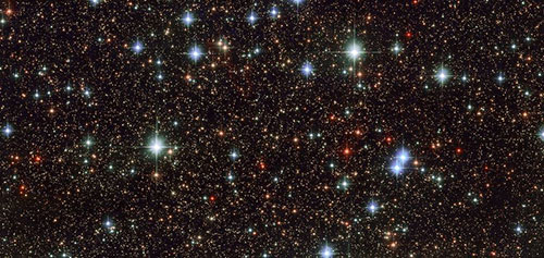 Image of stars as viewed through the Hubble telescope. ESA/NASA image.