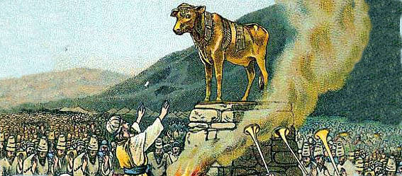 Picture of people worshiping a golden calf